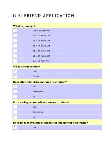 gf applications|29 Funny Girlfriend Application Forms [PDF, Word]